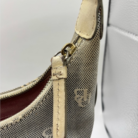 Dooney & Bourke Monogram Canvas Hobo Shoulder Bag – Beige/Tan with Pink Interior - Picture 8 of 14